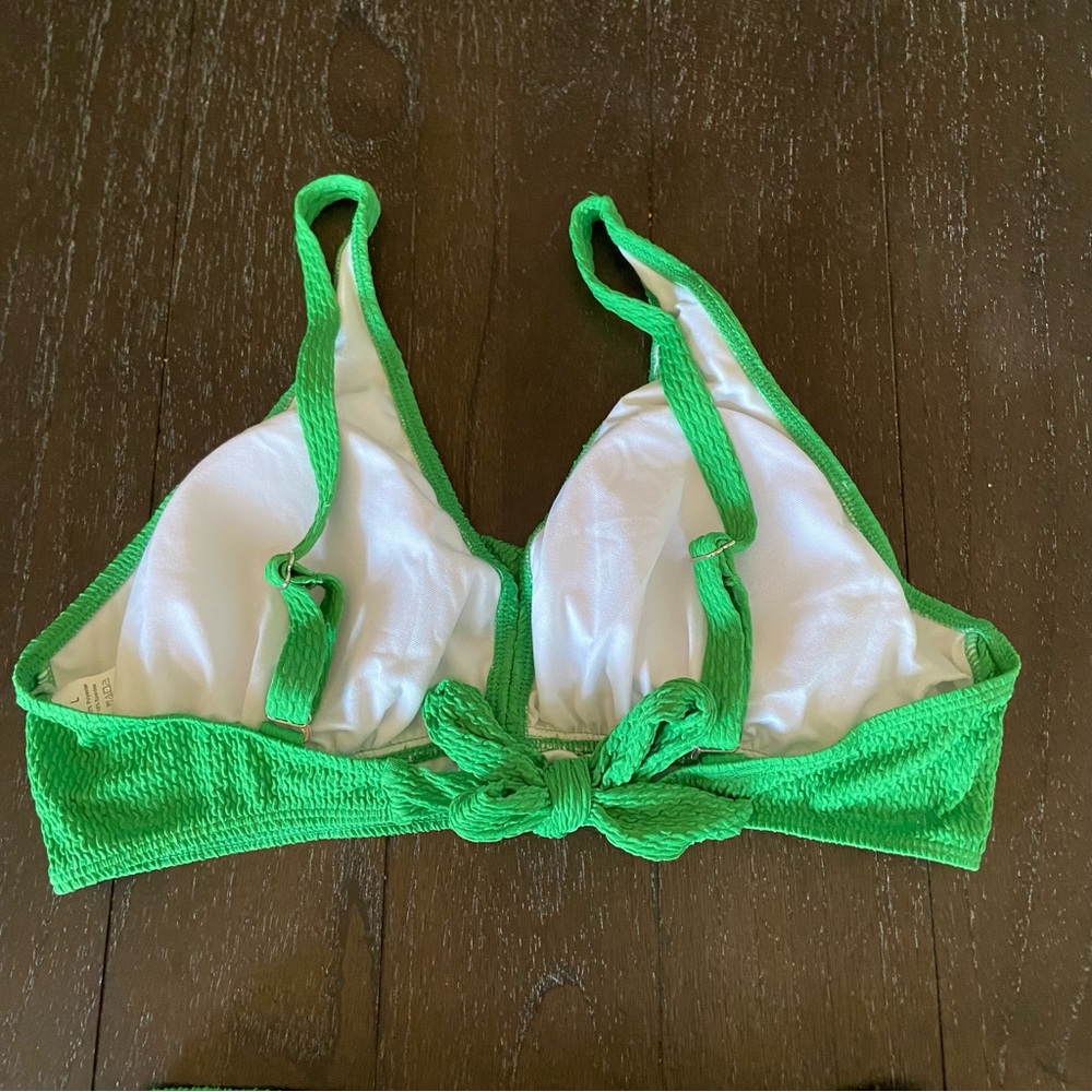 Women’s Kelly Green Two Piece Bikini Textured Tie Back‎ Size Large NWOT - Picture 5 of 8